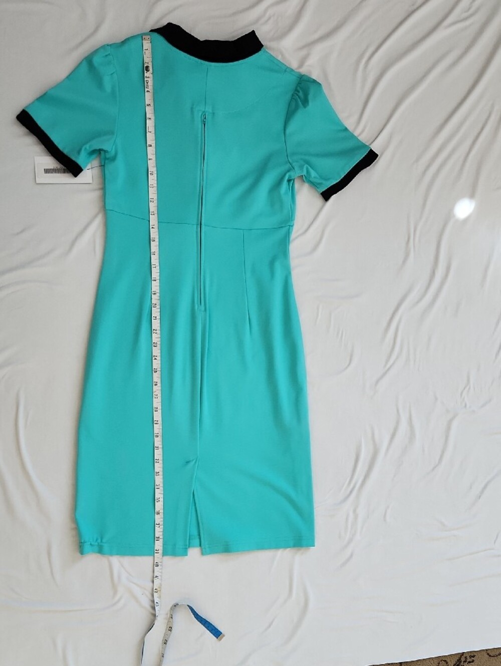 🌿 Rock Steady Mint and Black Collar Pinup Wiggle Pencil Dress SZ M - Picture 11 of 13